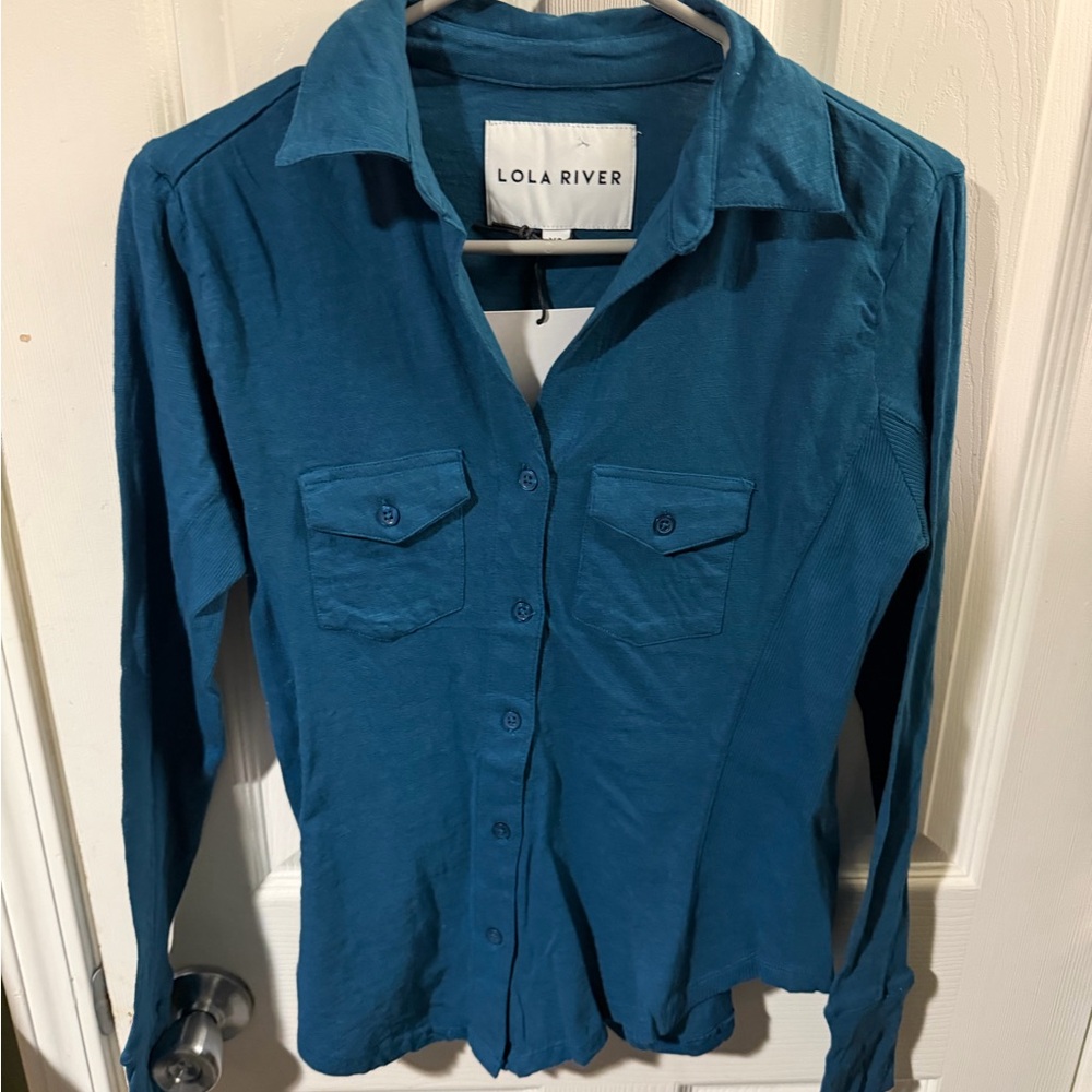 ❣️❄️Lola River Teal Button Down Shirt for Women